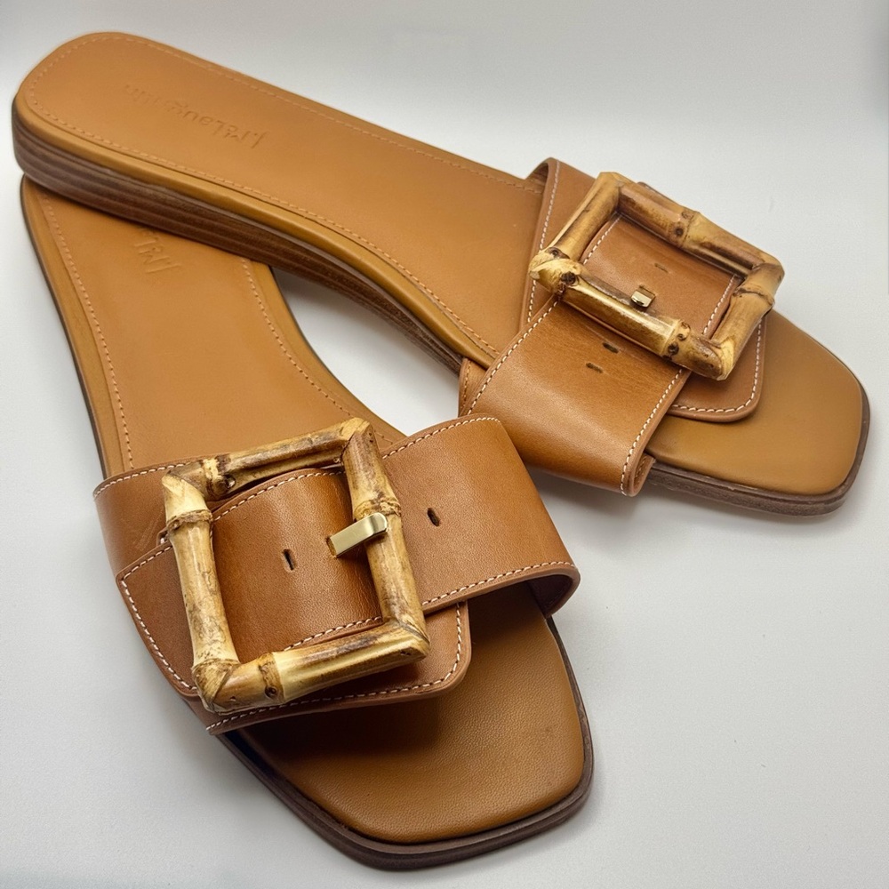 J. McLaughlin Tan Sandals with Bamboo Buckle